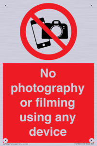 No photography or filming using any device